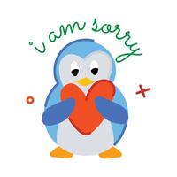 Trendy Sad Penguin vector