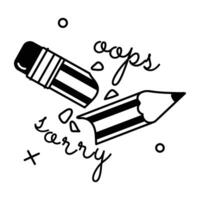 Trendy Broken Pencil vector