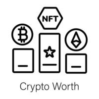 Trendy Crypto Worth vector