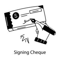 Trendy Signing Cheque vector