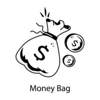 Trendy Money Bag vector