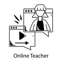 Trendy Online Teacher vector