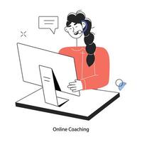 Trendy Online Coaching vector