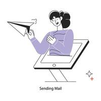 Trendy Sending Mail vector