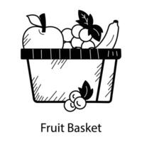 canasta de frutas de moda vector