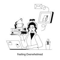 Trendy Feeling Overwhelmed vector