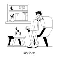 Trendy Loneliness Concepts vector