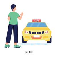 Trendy Hail Taxi vector