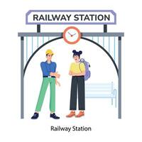 Trendy Railway Station vector