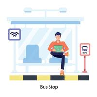 Trendy Bus Stop vector