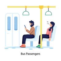 Trendy Bus Passengers vector