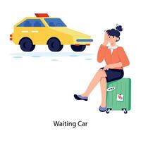 Trendy Waiting Car vector