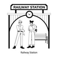 Trendy Railway Station vector