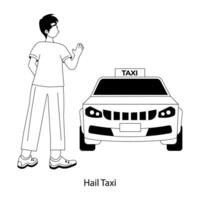 Trendy Hail Taxi vector