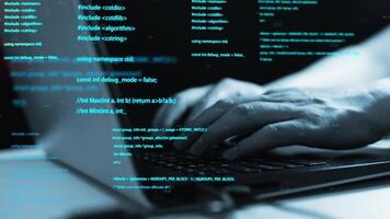 ciber hacker escribe código de programa video