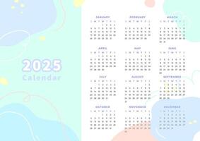 linda sencillo popular línea animado color bloquear estilo rosado azul camuflaje vistoso calendario textura vector