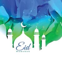 islamic eid festival greeting card design with abstract background vector
