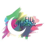 abstract eid mubarak background with ink strokes vector