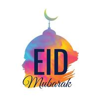 creative mosque design with watercolor effect for eid festival vector