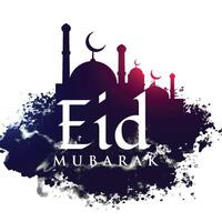 mosque shape in grunge background for eid festival vector
