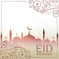 eid festival greeting card besutiful background with floral decoration vector