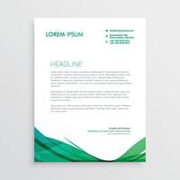 green wavy shape letterhead design template vector