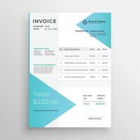 creative light blue invoice template design vector
