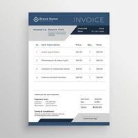 blue business invoice template design vector