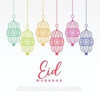colorful hanging lantern for eid festival vector