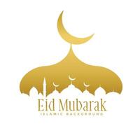golden creative mosque design for eid mubarak festival vector