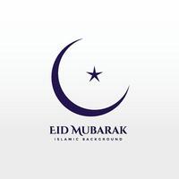 crescent moon with star on white background. Eid mubarak vector