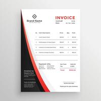 stylish red theme invoice template design vector