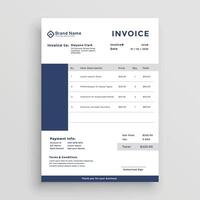blue customer invoice template design vector