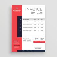 red business invoice template design vector