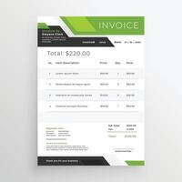 green business invoice template design vector