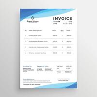 elegant blue minimal style invoice template vector