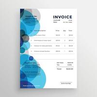 abstract blue circle invoice template design vector