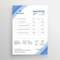 minimal blue invoice template design vector