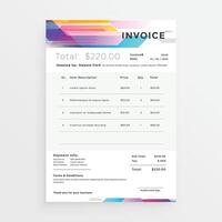creative colorful invoice template design vector