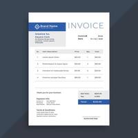 elegant blue business invoice template vector