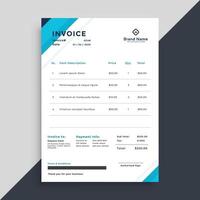 elegant blue invoice template design vector