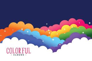 rainbow colors clouds with stars background vector