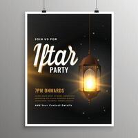 realistic islamic lamp iftar invitation flyer vector