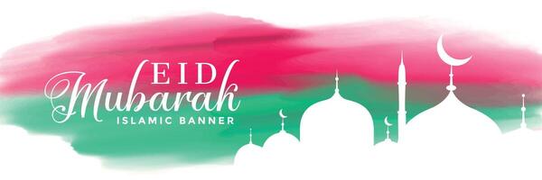 eid mubarak watercolor banner design vector