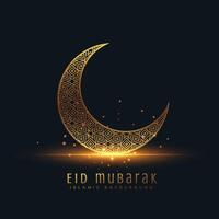 beautiful eid mubarak golden decorative moon greeting vector