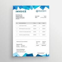 abstract blue stylish invoice template vector