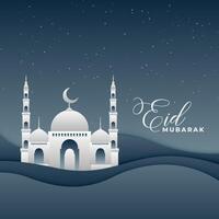 3d mosque night landscape eid festival design vector