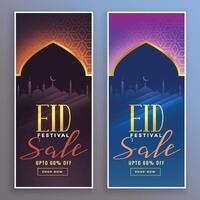 set of eid festival sale banners vector