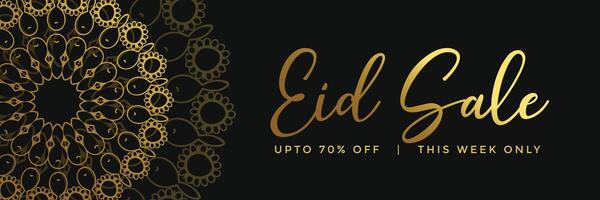 golden islamic mandala style eid sale banner vector