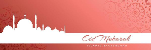 lovely mosque design eid mubarak banner vector